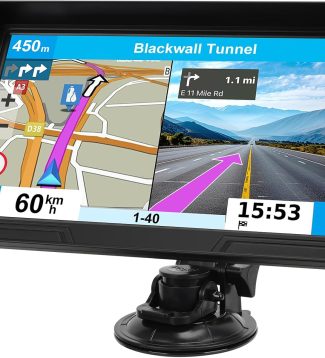 GPS Navigator for Car Truck RV, 9 inch Touch Screen Latest 2025 Map, Real Voice Spoken Turn-by-Turn Direction Reminding Navigation System for Cars, Vehicle GPS with Speed and Red Light Warning (Black)